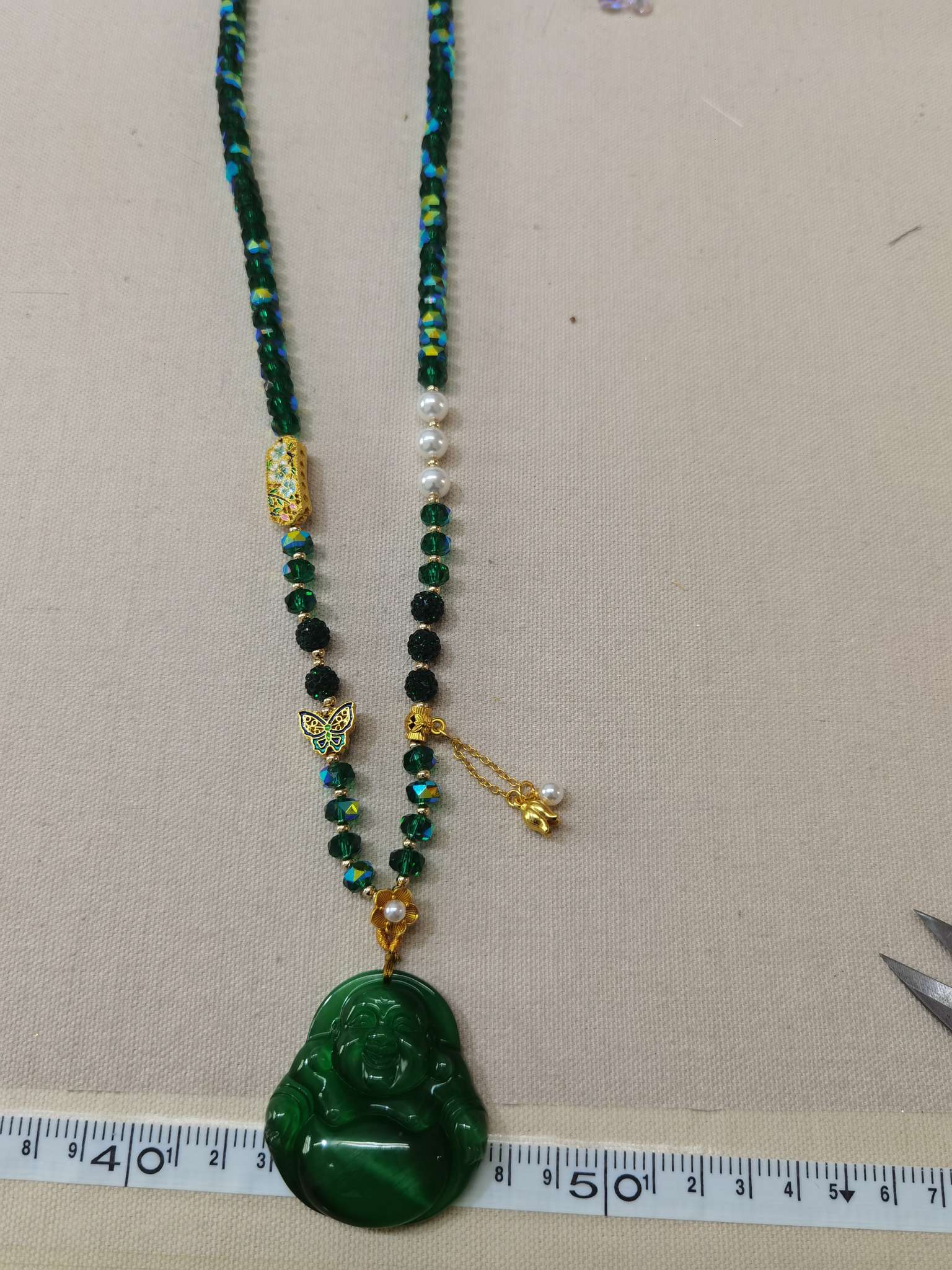 水晶车轮珠猫眼佛头项链，最新款镀18k真金，保色好，时尚优美，大方珠宝