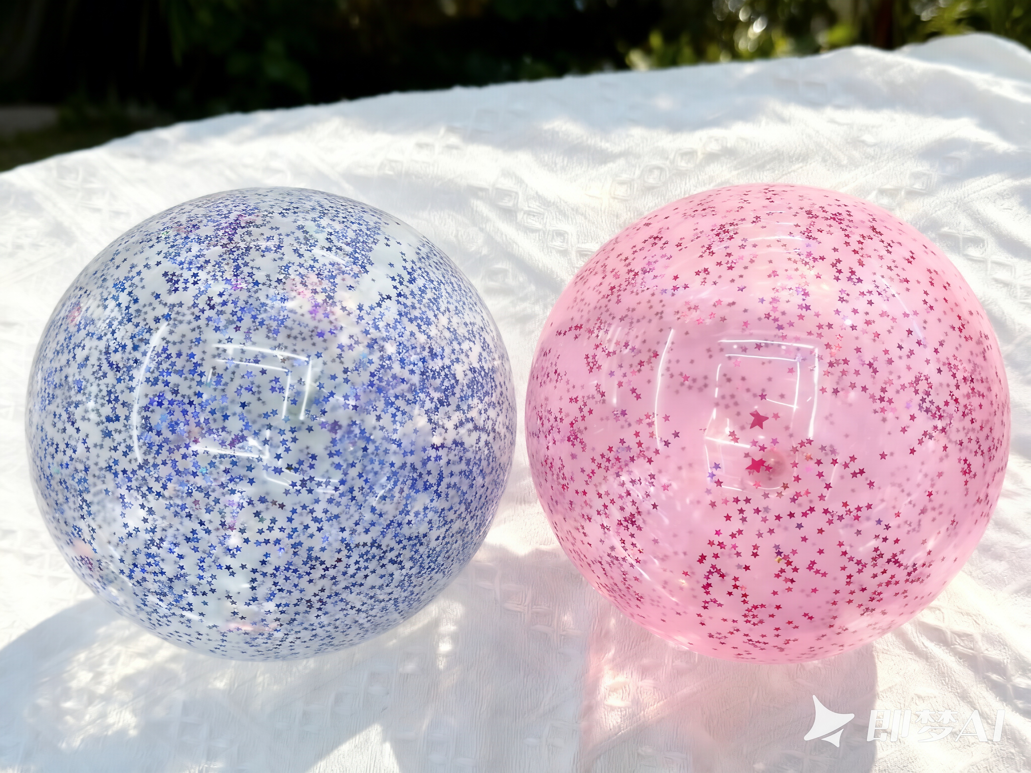 8寸透明星星亮片球90g水上玩乐蓝色星星透明球粉色星星透明球mix color 混色水上玩乐