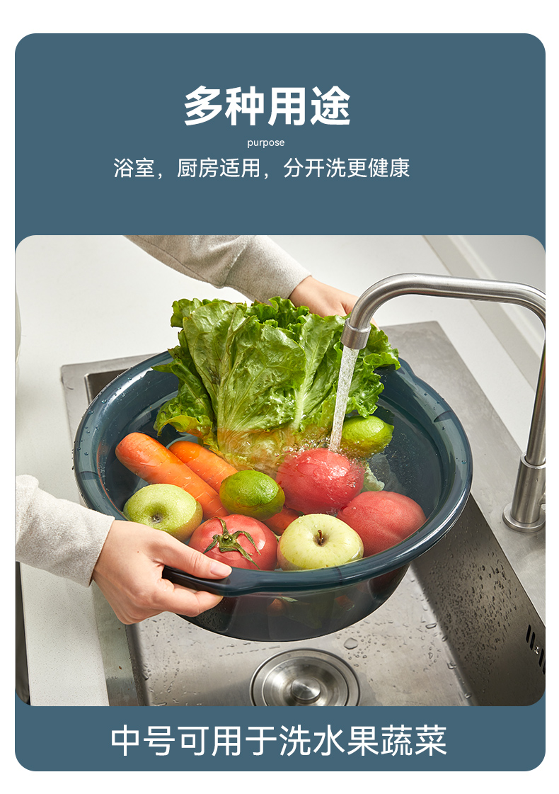 脸盆学生宿舍用透明盆塑料加大号洗脸盆洗衣盆住校加厚耐用洗漱盆详情8