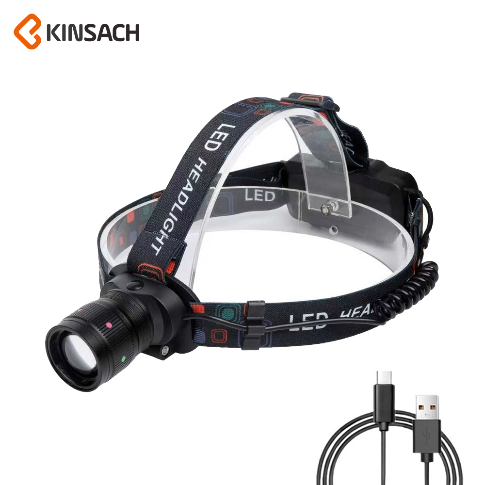 KINSACH星之源铝合金伸缩聚焦type-c充电LED头灯