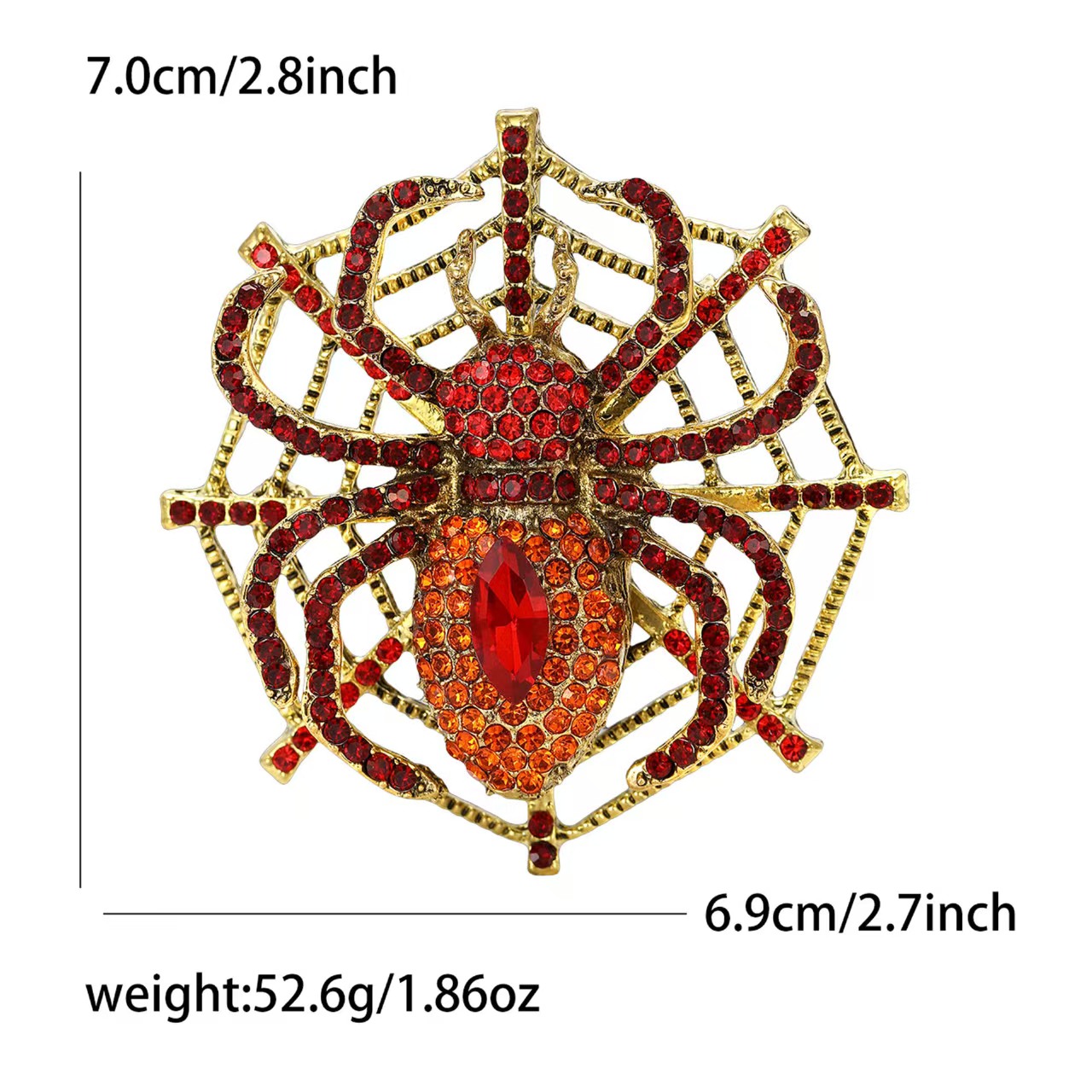 Personalized and trendy alloy rhinestone heavy weaving web spider brooch, creative and exaggerated men's and women's clothing brooch accessory pin Item Picture