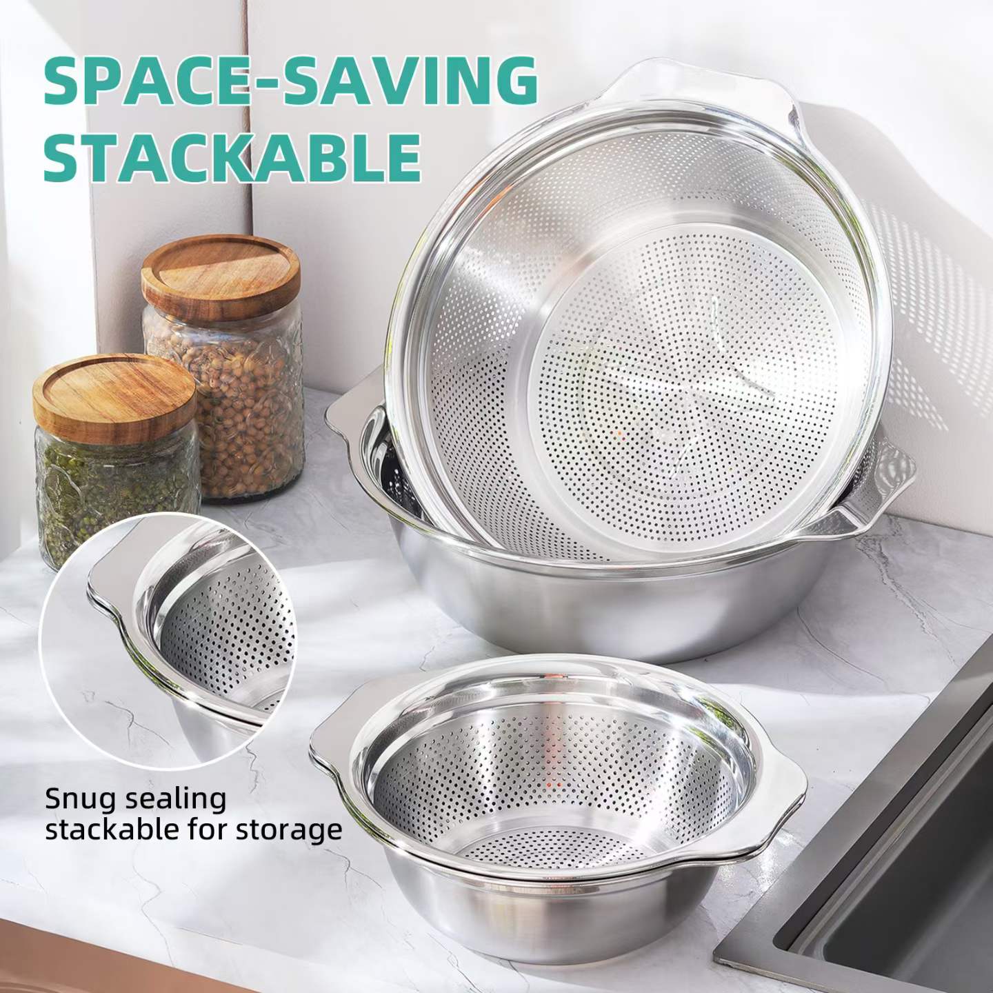 黑色多层漏盆洗水果水槽洗菜篮不锈钢盆折叠沥水篮