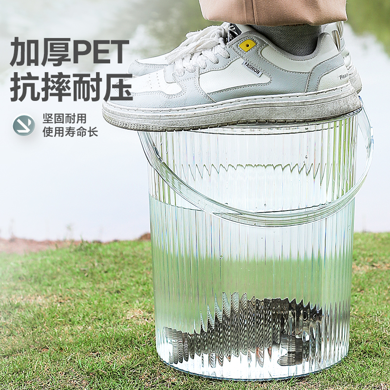 带盖钓鱼桶加厚坚固透明塑料带盖户外可坐家用浴室手提洗衣收纳桶详情图5