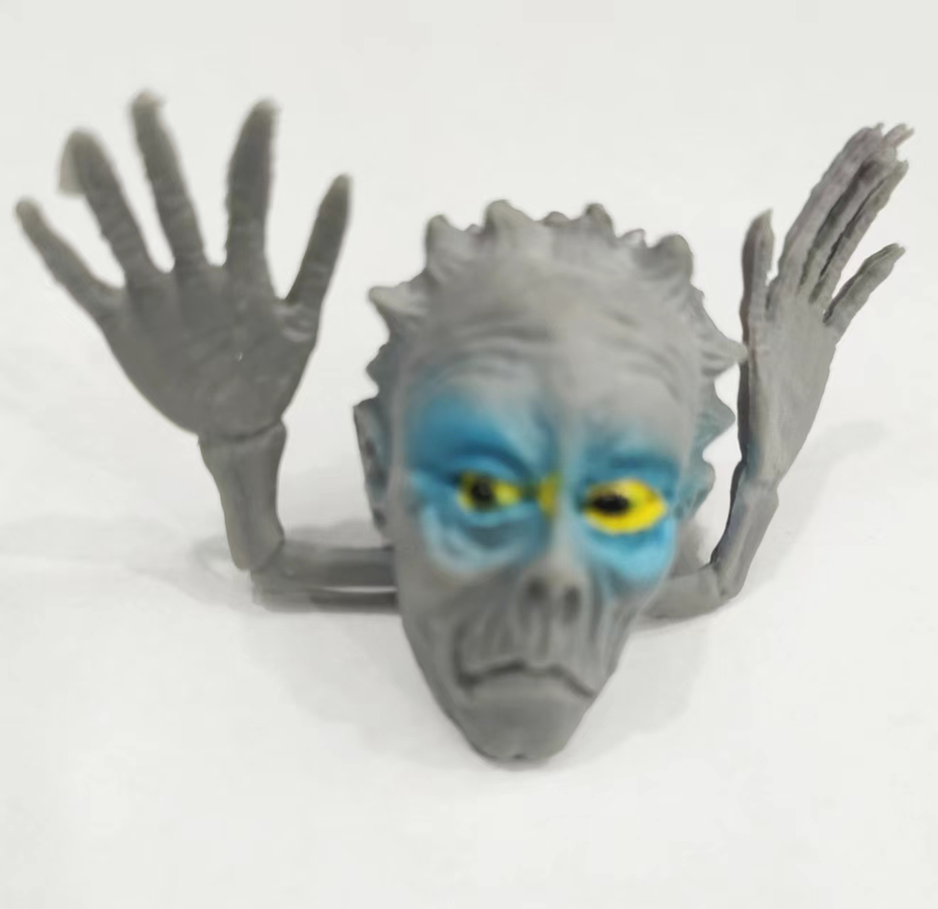 万圣节化妆舞会用品整蛊玩偶蜘蛛蝙蝠毛毛虫蝙蝠鬼头指套手偶模型玩具摆件详情图6