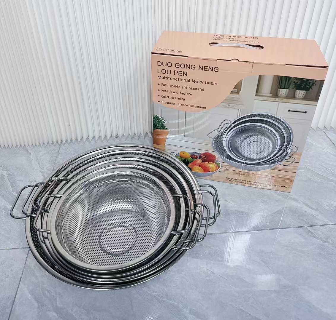 洗水果/水槽洗菜篮/洗菜盆/不锈钢盆/折叠沥水篮产品图