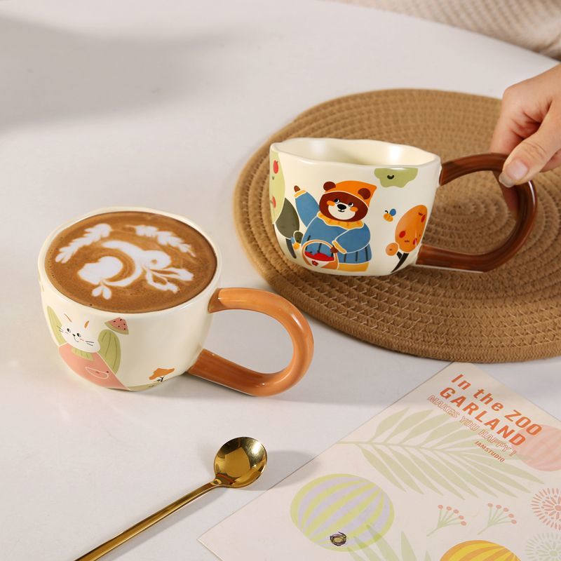 Retro coffee cups, ceramic cups, high appearance level, home office water cups, drinking water, cute mugs for girls, breakfast detail image 4