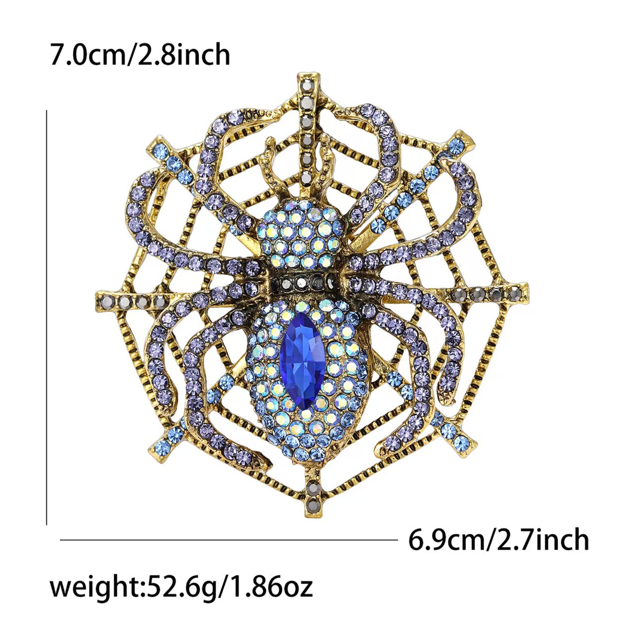 Personalized and trendy alloy rhinestone heavy weaving web spider brooch, creative and exaggerated men's and women's clothing brooch accessory pin Application Scenario