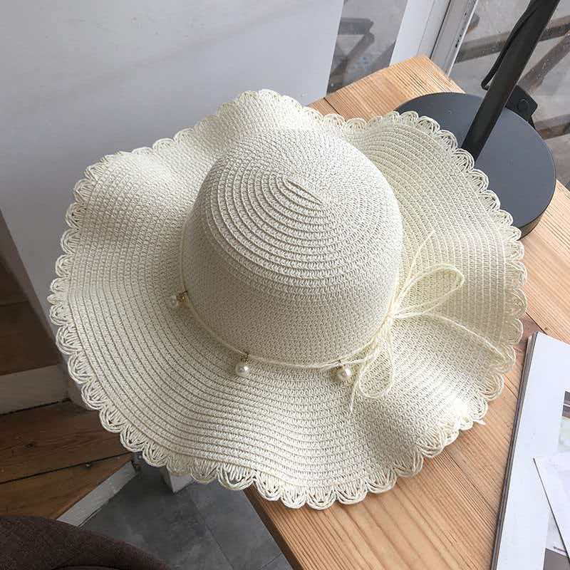 拉菲草编筐小麦秸秆草帽老式草帽蕾丝花边手工编织