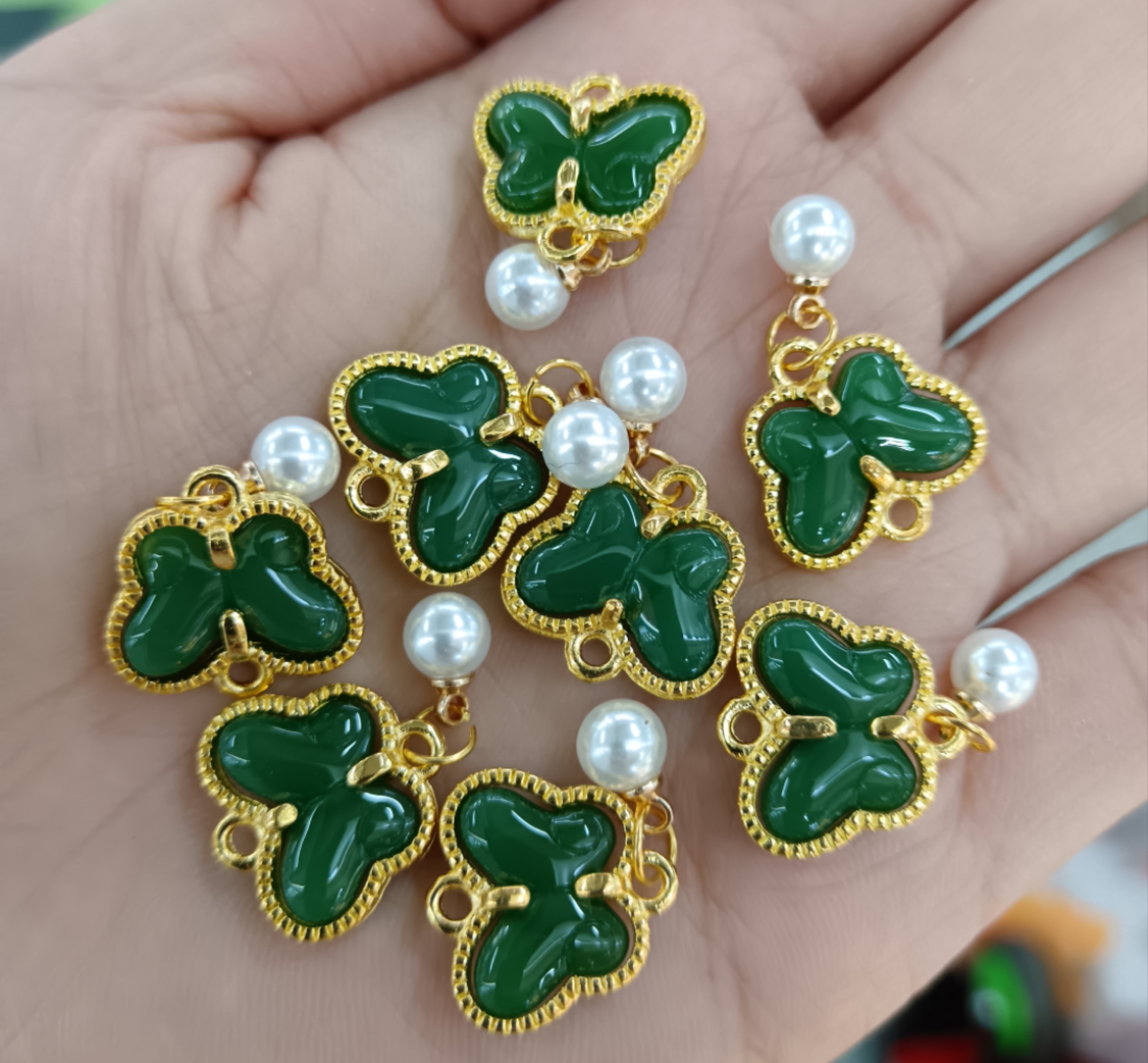 合金琉璃珍珠吊坠手工项链古风服装配饰diy材料包玻璃小饰品配件