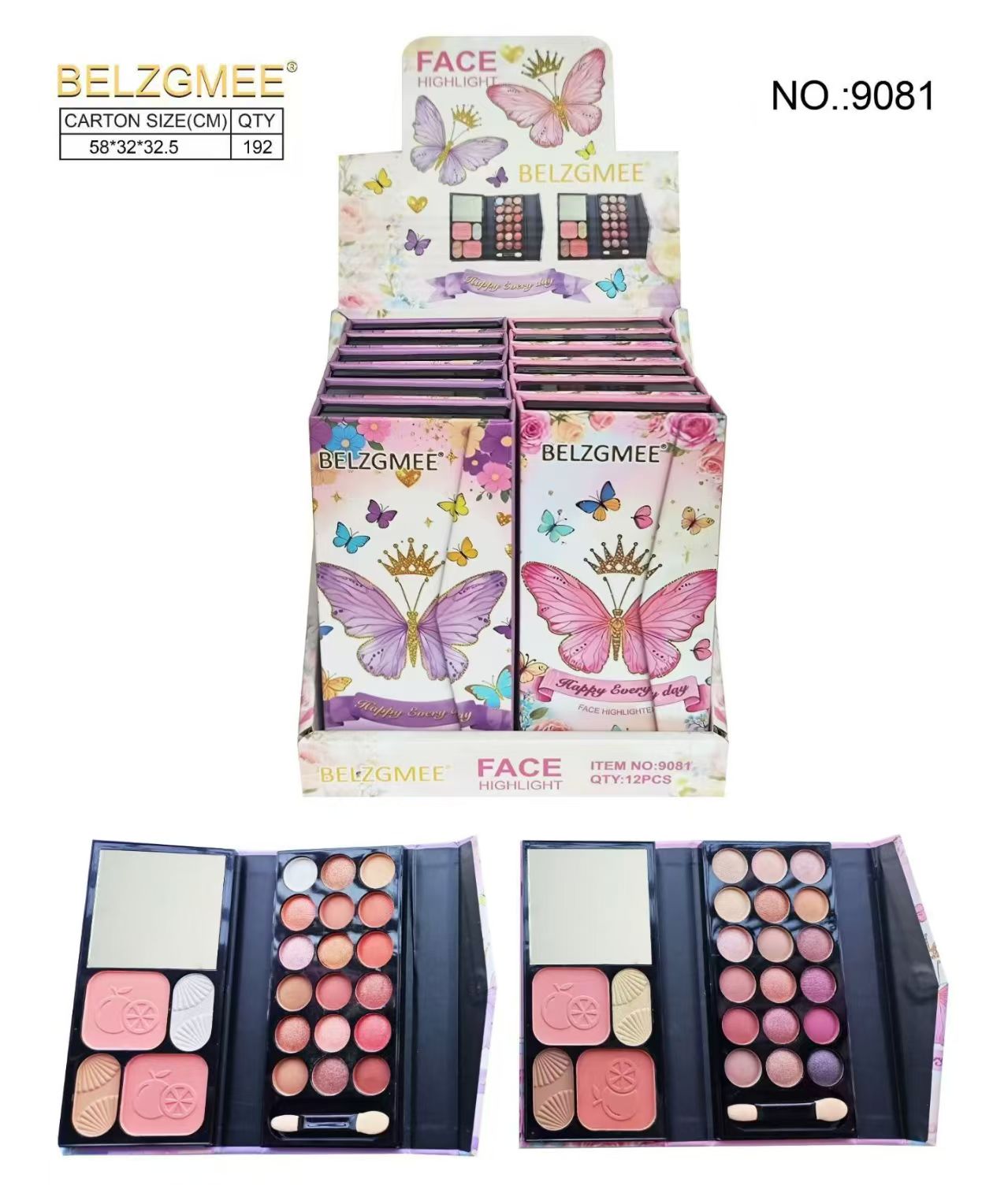 BELZGMEE's new makeup palette features a dreamy princess style design and a multi-color eyeshadow and blush combination, making it a new favorite in fashionable beauty. Item Picture