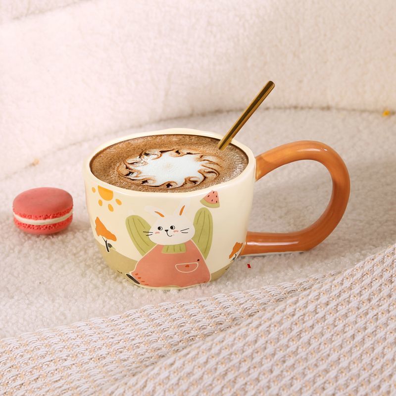 Retro coffee cups, ceramic cups, high appearance level, home office water cups, drinking water, cute mugs for girls, breakfast Application Scenario