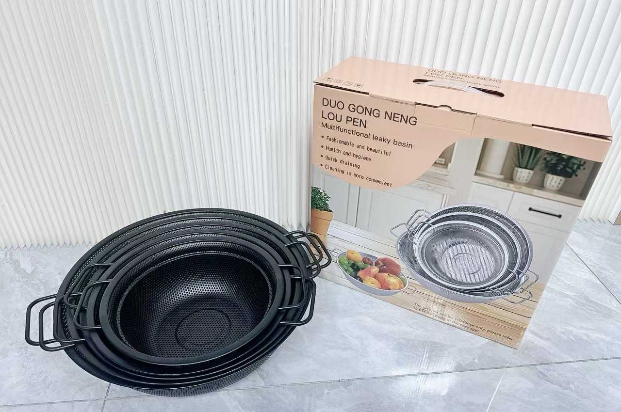 洗水果/水槽洗菜篮/洗菜盆/不锈钢盆/折叠沥水篮白底实物图