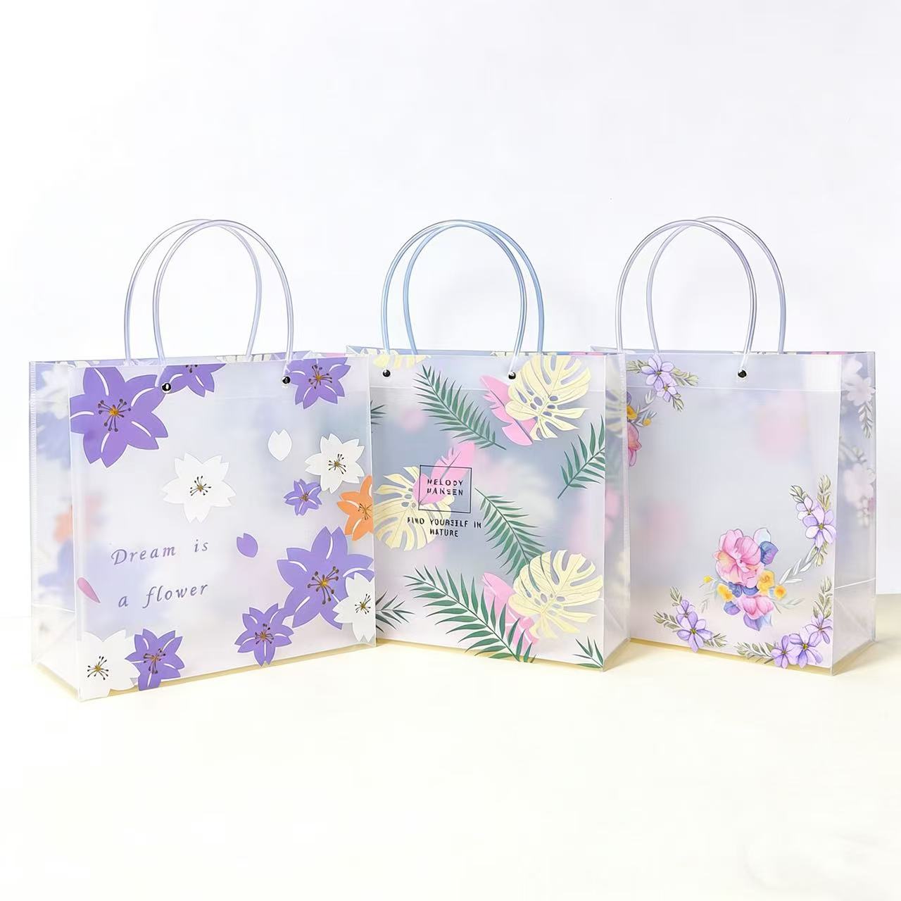 樱花紫树叶绿花卉手提袋高端礼品定制