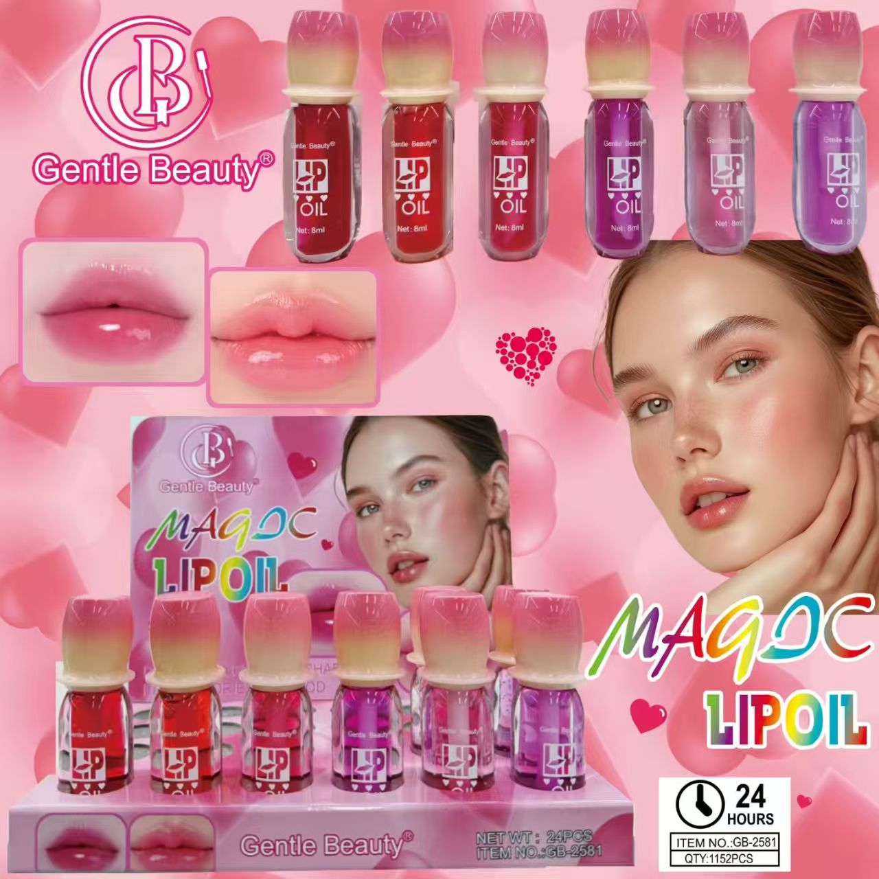 Gentle Beauty Magic Lip Oil Lip essential Oil Set Beauty product Display Cross-border Beauty details Picture