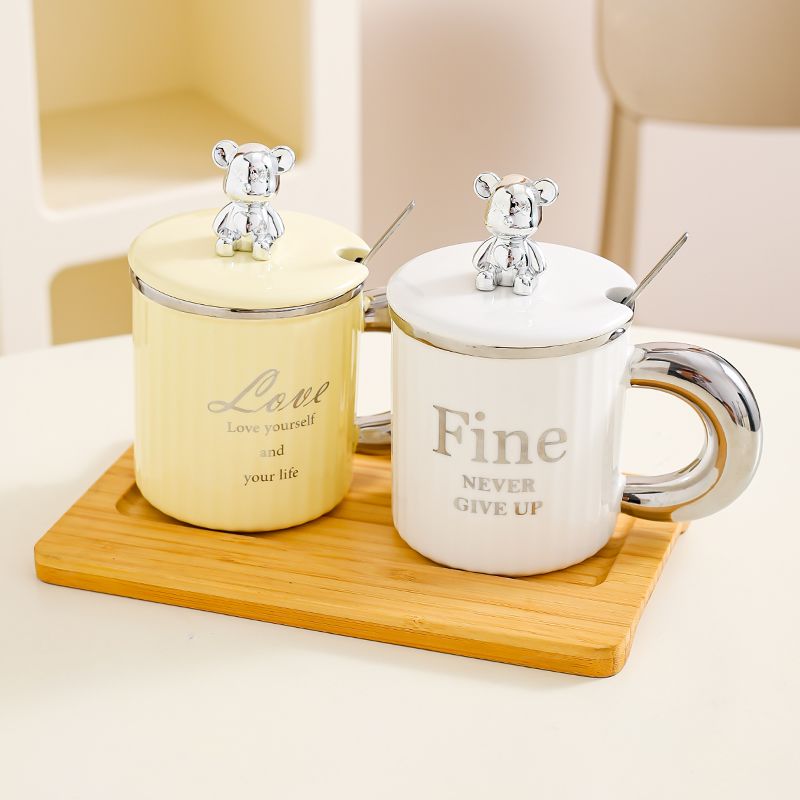 Creative Nordic couple cups, a pair of cups, water cups, ceramic mugs, couple designs, wedding gifts for newlyweds detail image 3