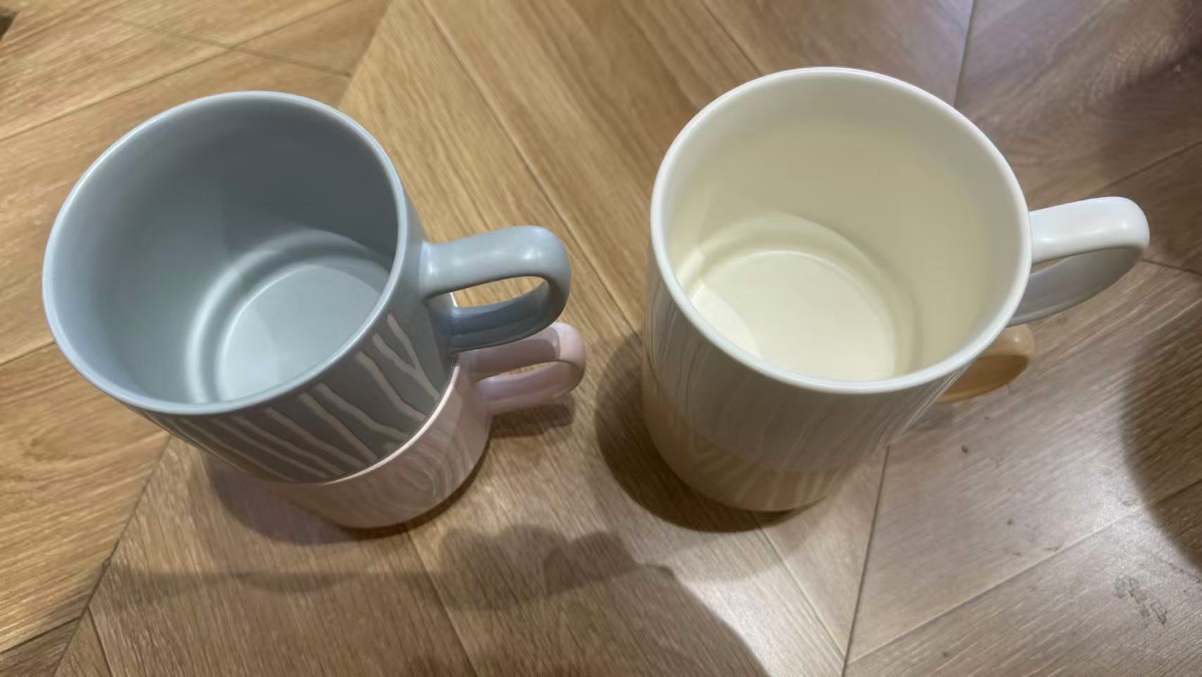 New bone China scratch-off (Simple style ceramic cup, four soft color schemes combined with vertical stripe design, fresh and elegant Application Scenario