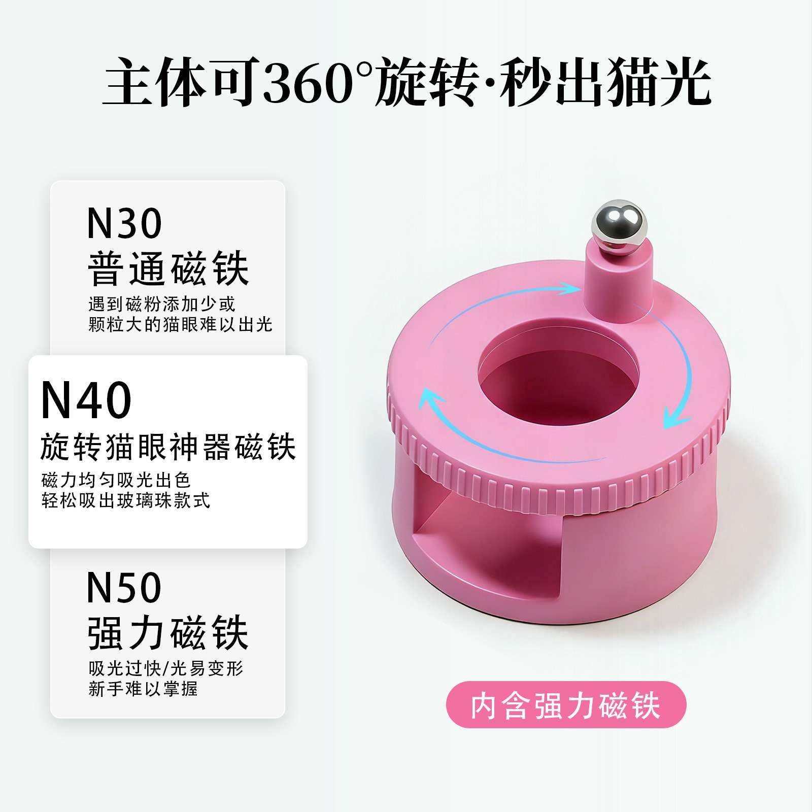 The new best-selling automatic cat's eye magnet is a must-have for beginners. It can instantly attract wide-light glass beads in a rotating strong magnetic field detail image 4