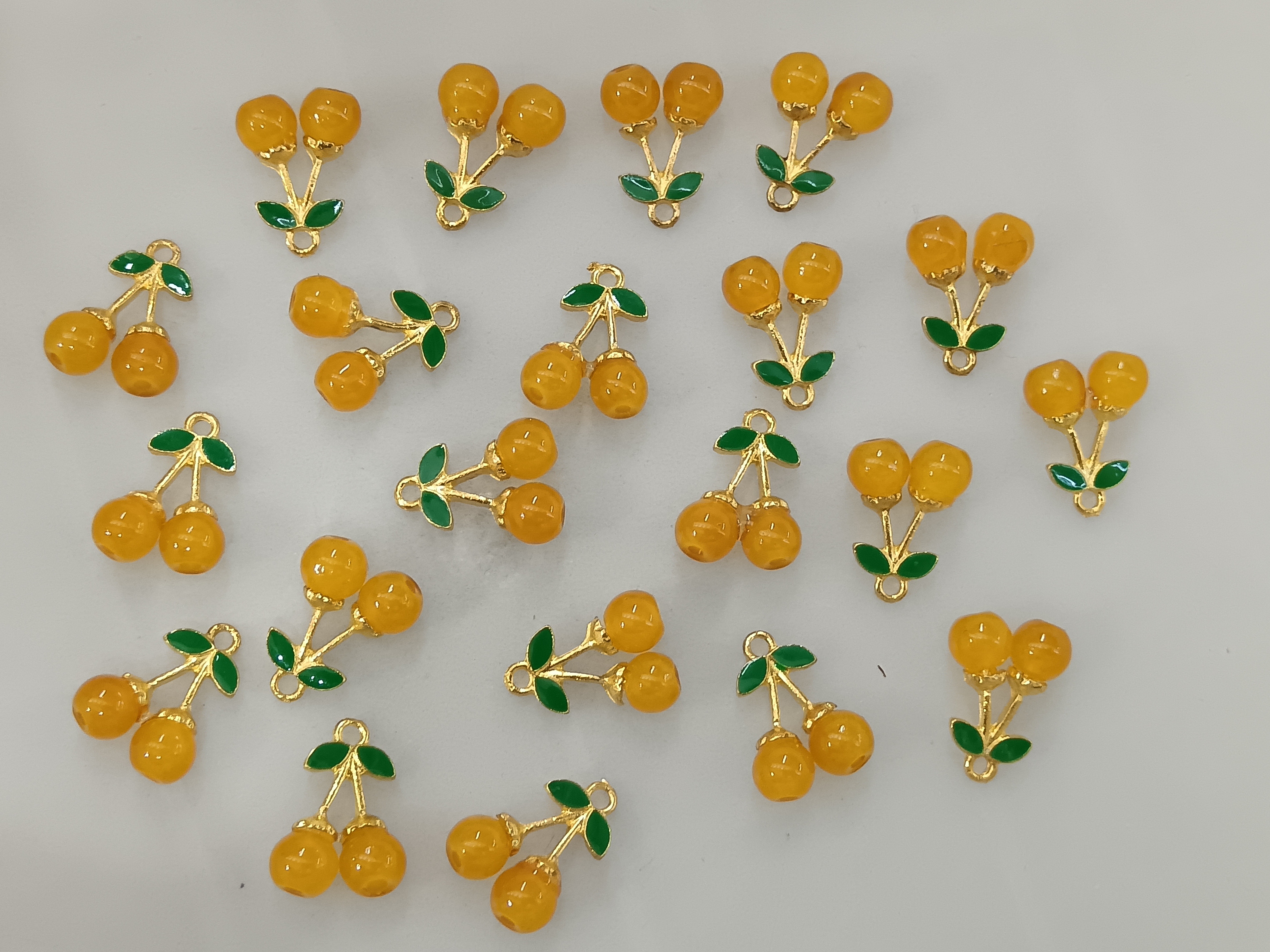 跨境热卖水晶小樱桃合金挂件饰品diy可爱车厘子手链手串项链吊坠