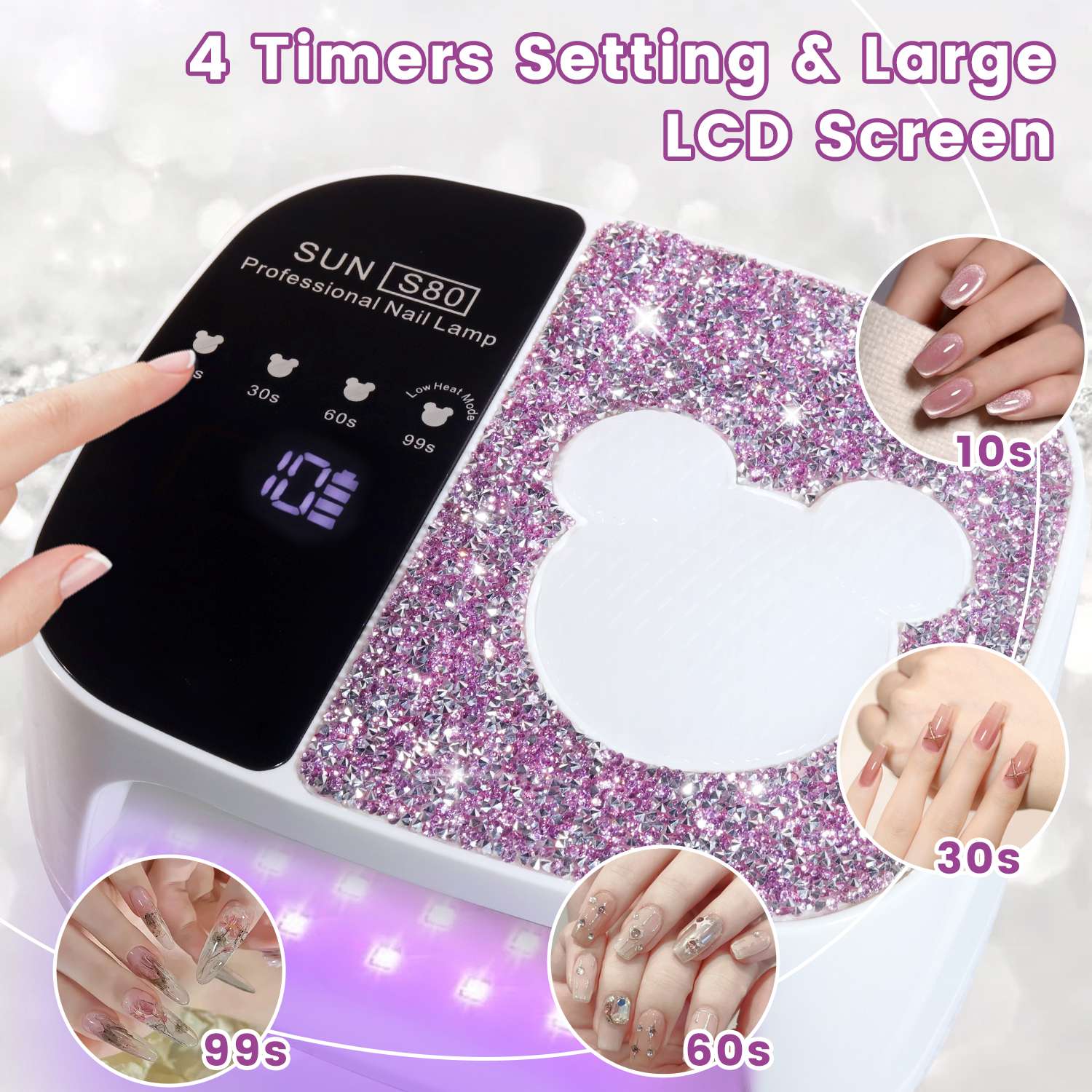 S80 High-power battery phototherapy lamp, rapid UV curing nail art light for baking glue detail image 2