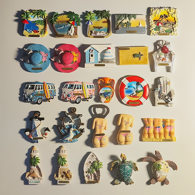 Palau creative tourism commemorative gifts, three-dimensional painted and printed resin magnetic stickers, fridge magnets, collection decorations, souvenirs, exquisite handicrafts