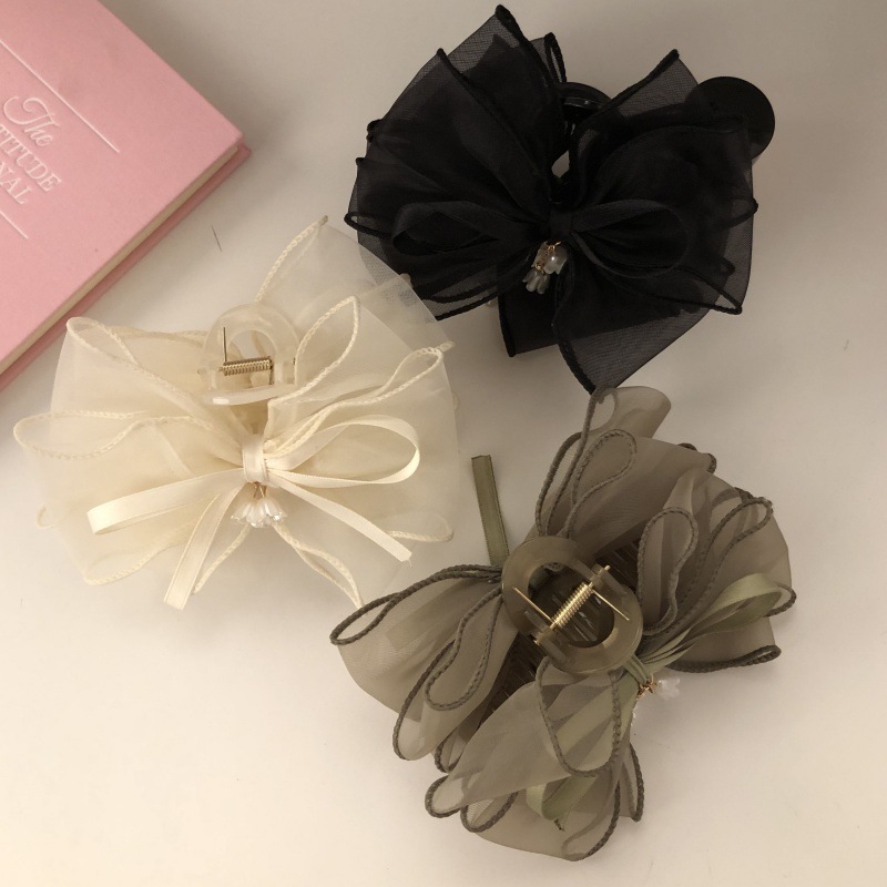 Lily of the valley hair clip, sweet shark clip, bow hair clip at the back of the head, large super fairy hair clip, hair accessory detail image 3