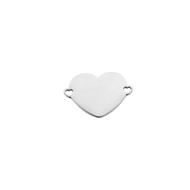 Mirror-finish stainless steel vacuum electroplated heart-shaped pendant, heart necklace, bracelet accessory, DIY laser pendant Item Picture