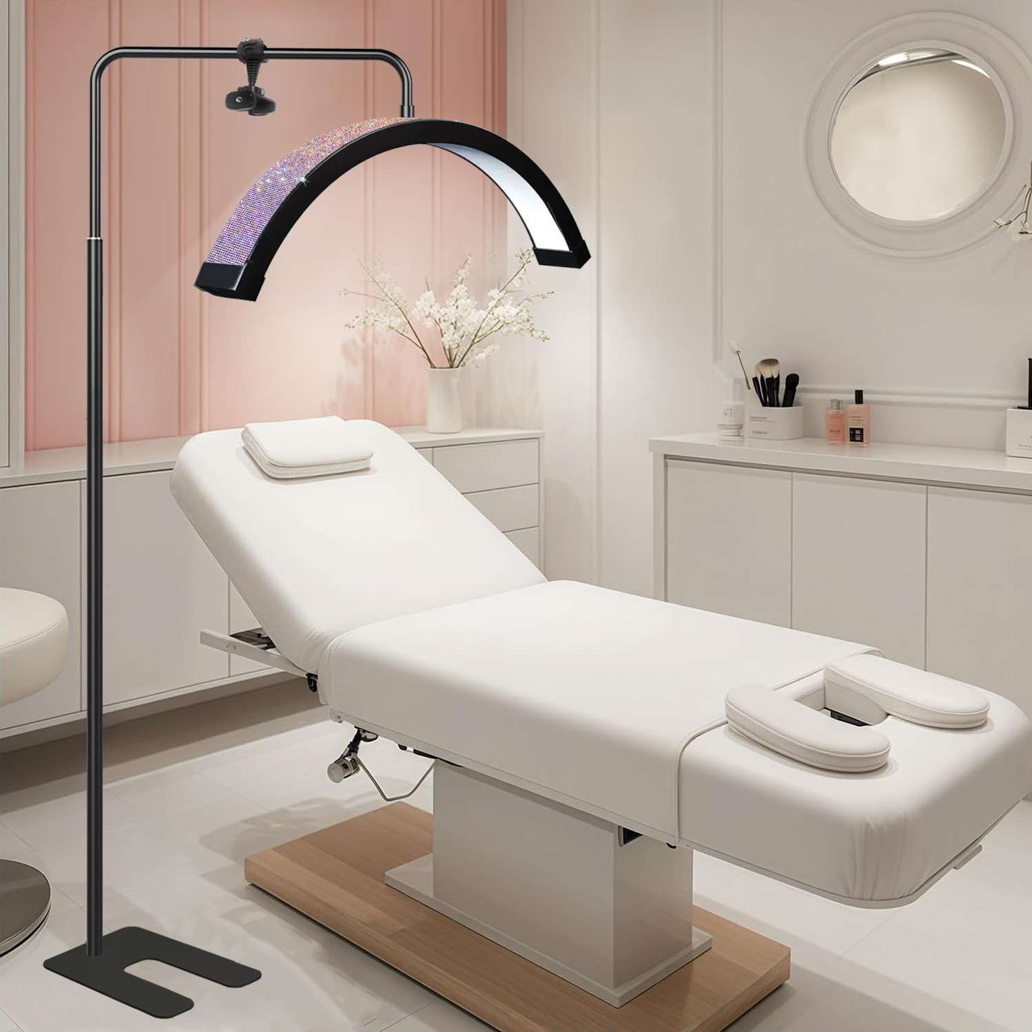 Half-moon beauty lamp, face lighting, eye protection, tattoo, shadowless lamp, 28-inch arc-shaped U-shaped floor-standing beauty detail image 2