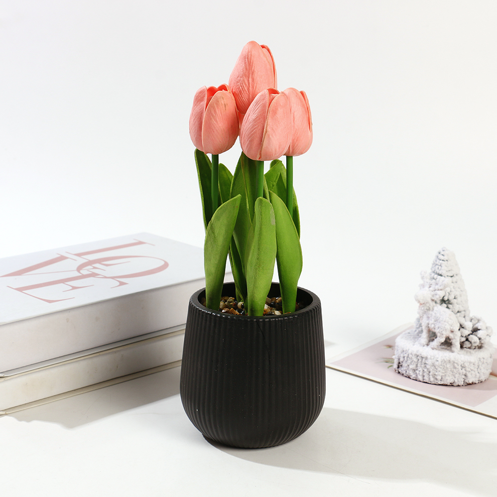 Artificial plant desktop ornaments, artificial bonsai, country-style tulip potted plants, Nordic artificial flowers, artificial flowers, small plant ornaments, artificial flowers Item Picture