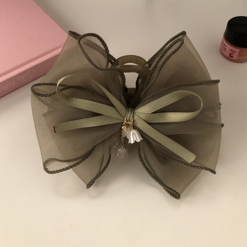 Lily of the valley hair clip, sweet shark clip, bow hair clip at the back of the head, large super fairy hair clip, hair accessory detail image 7