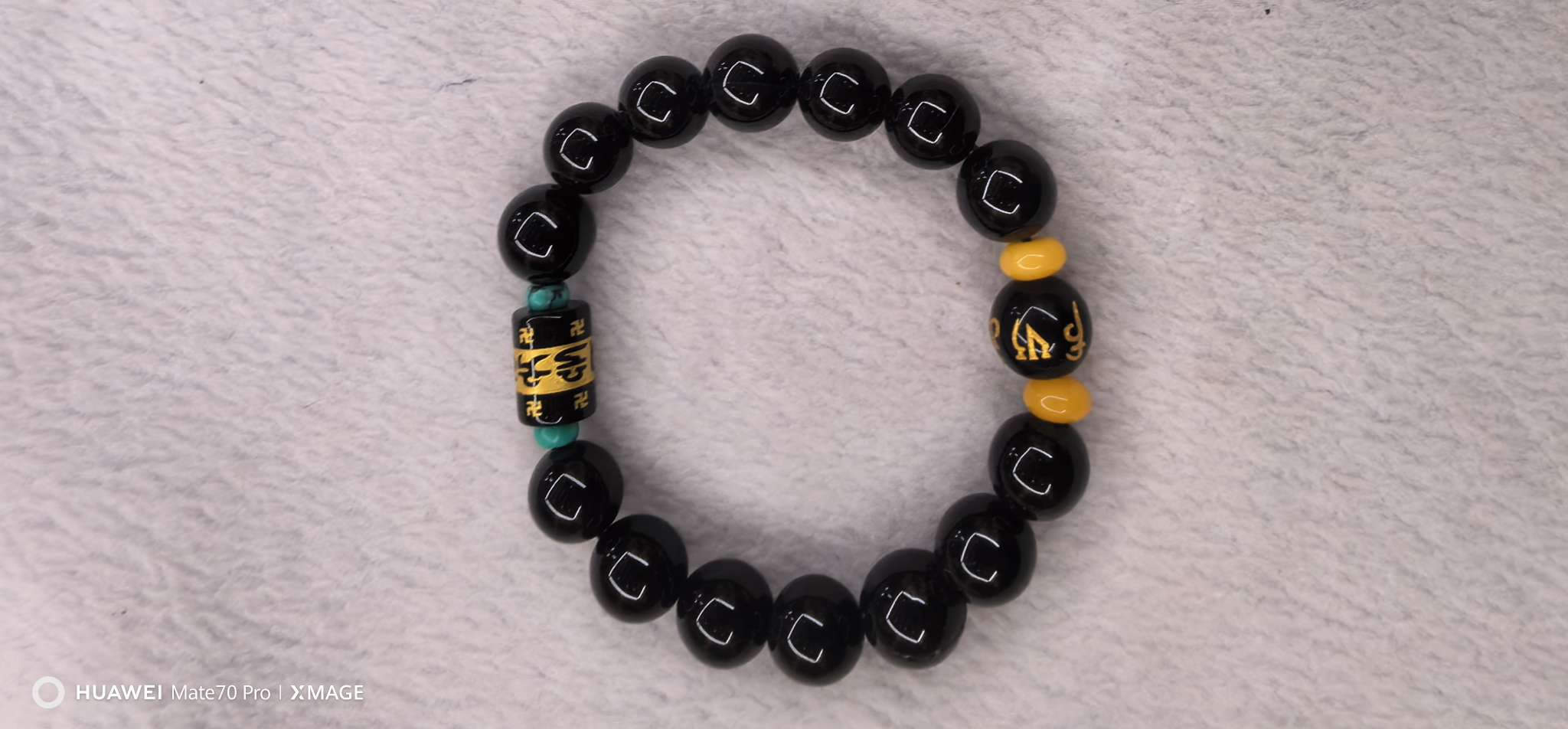 黑玛瑙六字真言手串