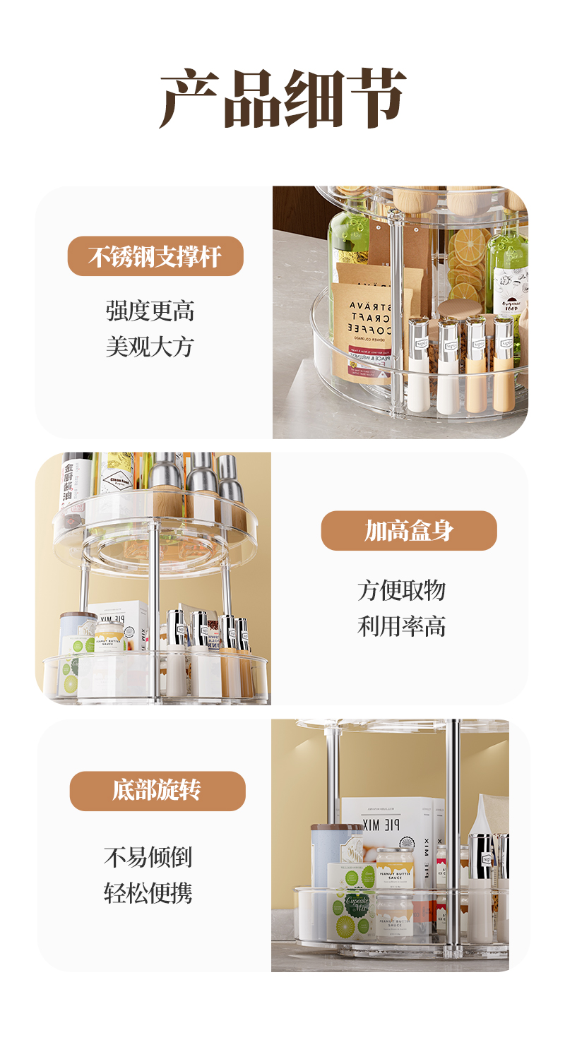 厨房调料架调味料置物架台面旋转调味品油盐酱醋调料转角收纳架子详情10