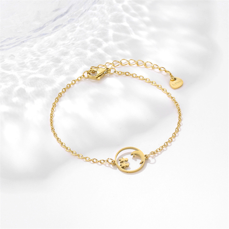 Stainless steel puppy map hexagram electrocardiogram bracelet punk style bracelet Specification image