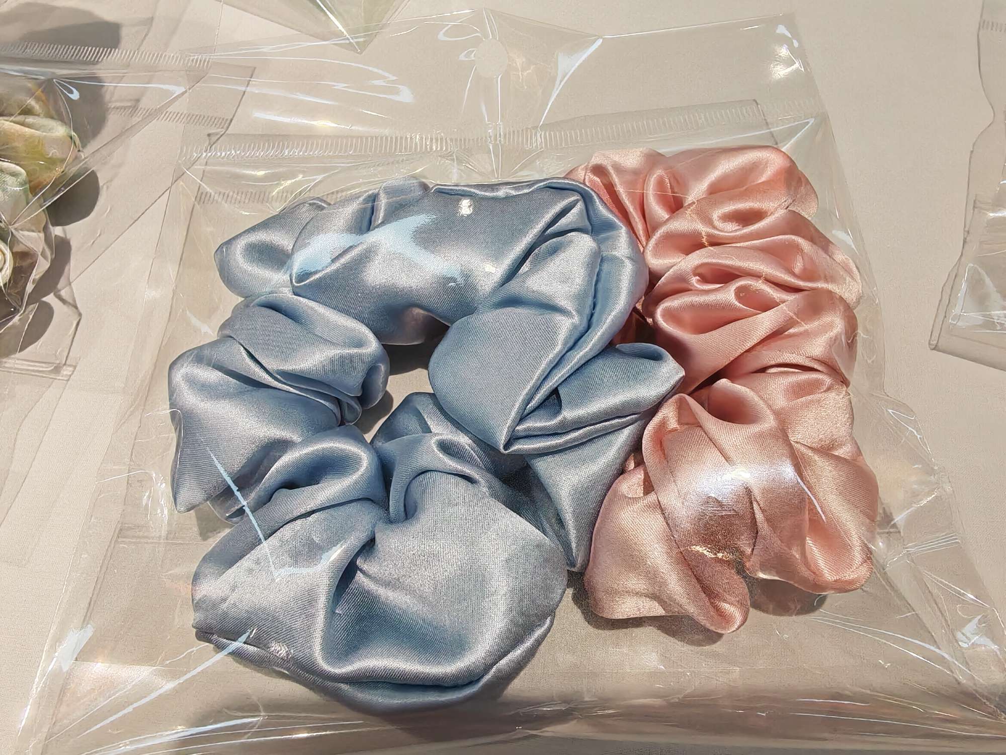 满分真丝桑蚕丝发圈肠圈发带大肠圈发饰头饰一对装