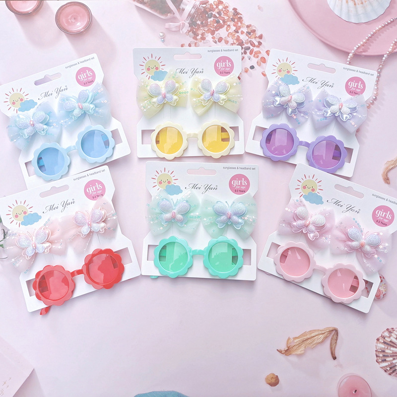 Children's sunglasses set, children's hair clips, headwear, children's hair accessories details Picture