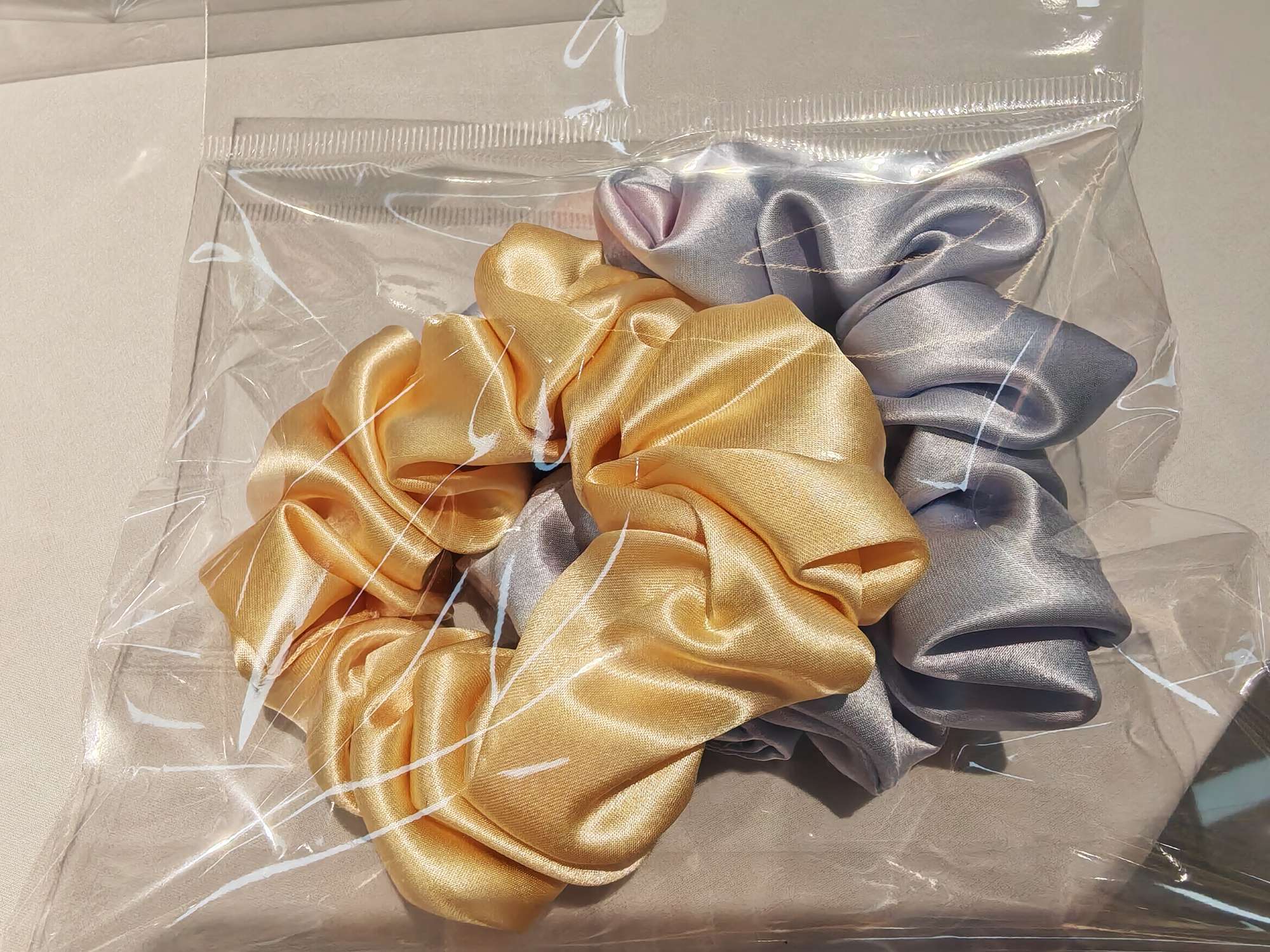 满分真丝桑蚕丝纯色发圈肠圈发带发饰头饰一对装