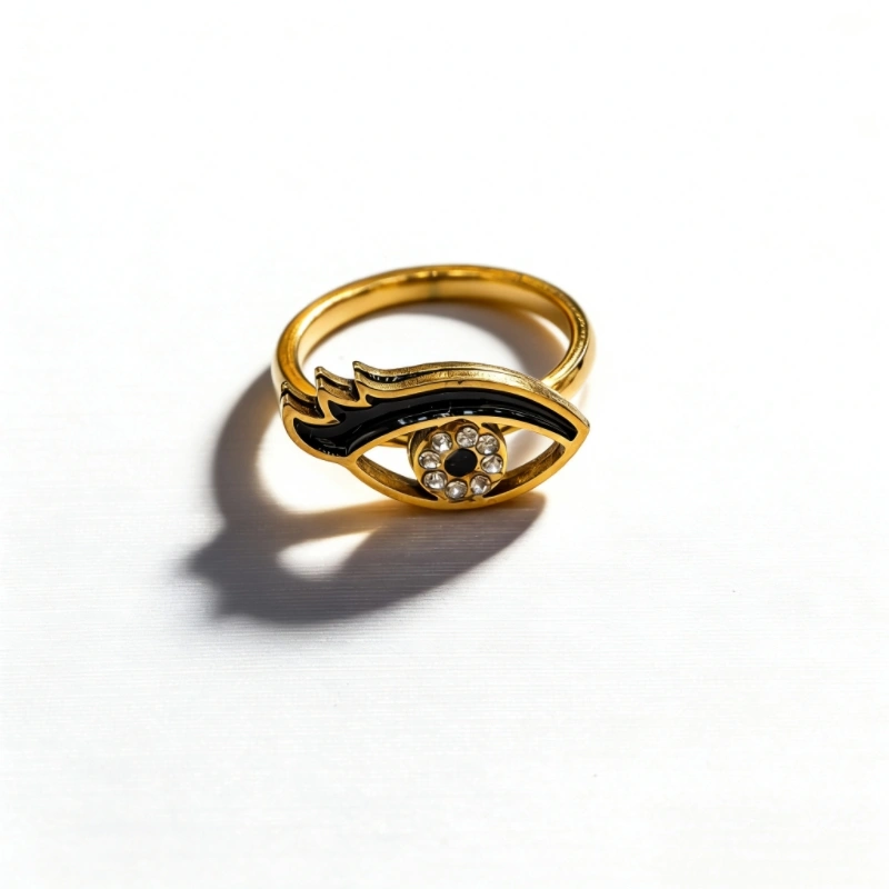 Retro eye-patterned light luxury stainless steel ring for women, fashionable and versatile for commuting detail image 3