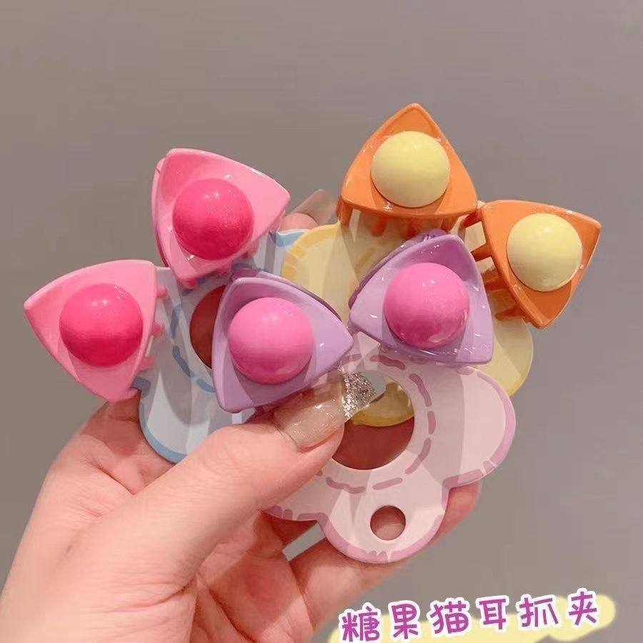 新款儿童猫耳抓夹碎发刘海发夹女前额夹子头饰发卡女孩