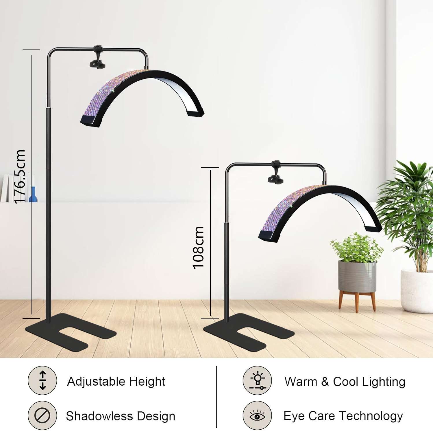 Half-moon beauty lamp, face lighting, eye protection, tattoo, shadowless lamp, 28-inch arc-shaped U-shaped floor-standing beauty detail image 8