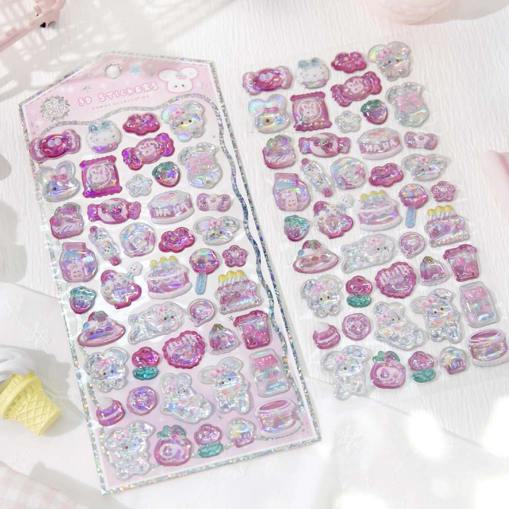 3D浮雕卡通手账贴纸学习文具换装文化贴纸3D立体