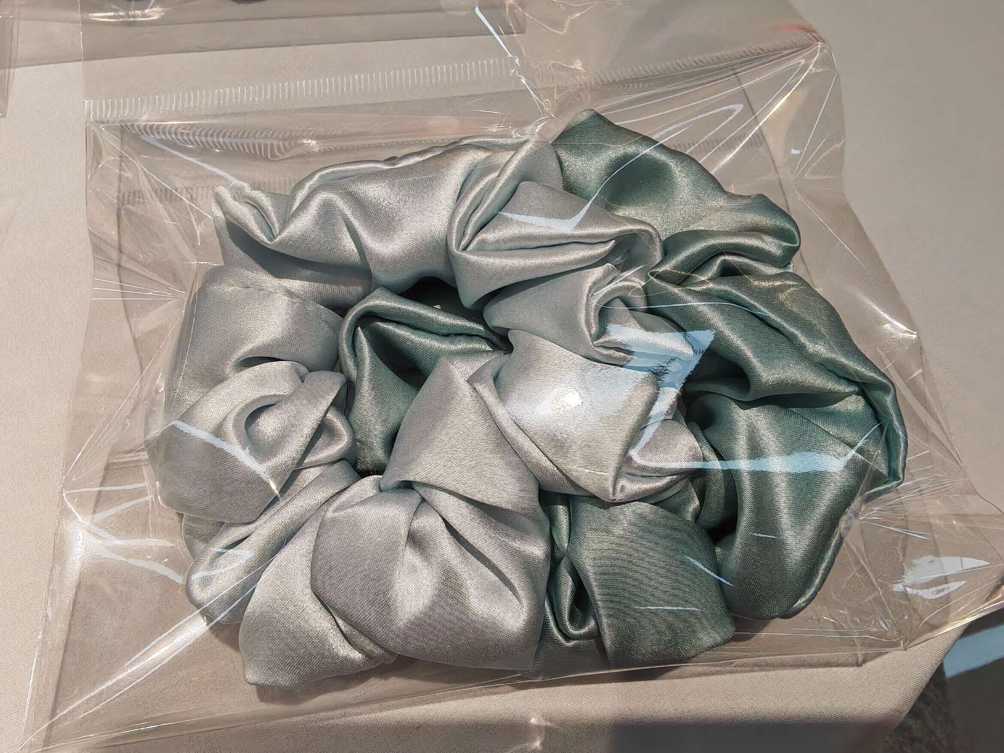 满分真丝桑蚕丝丝绸素色发圈肠圈发带发饰头饰一对装