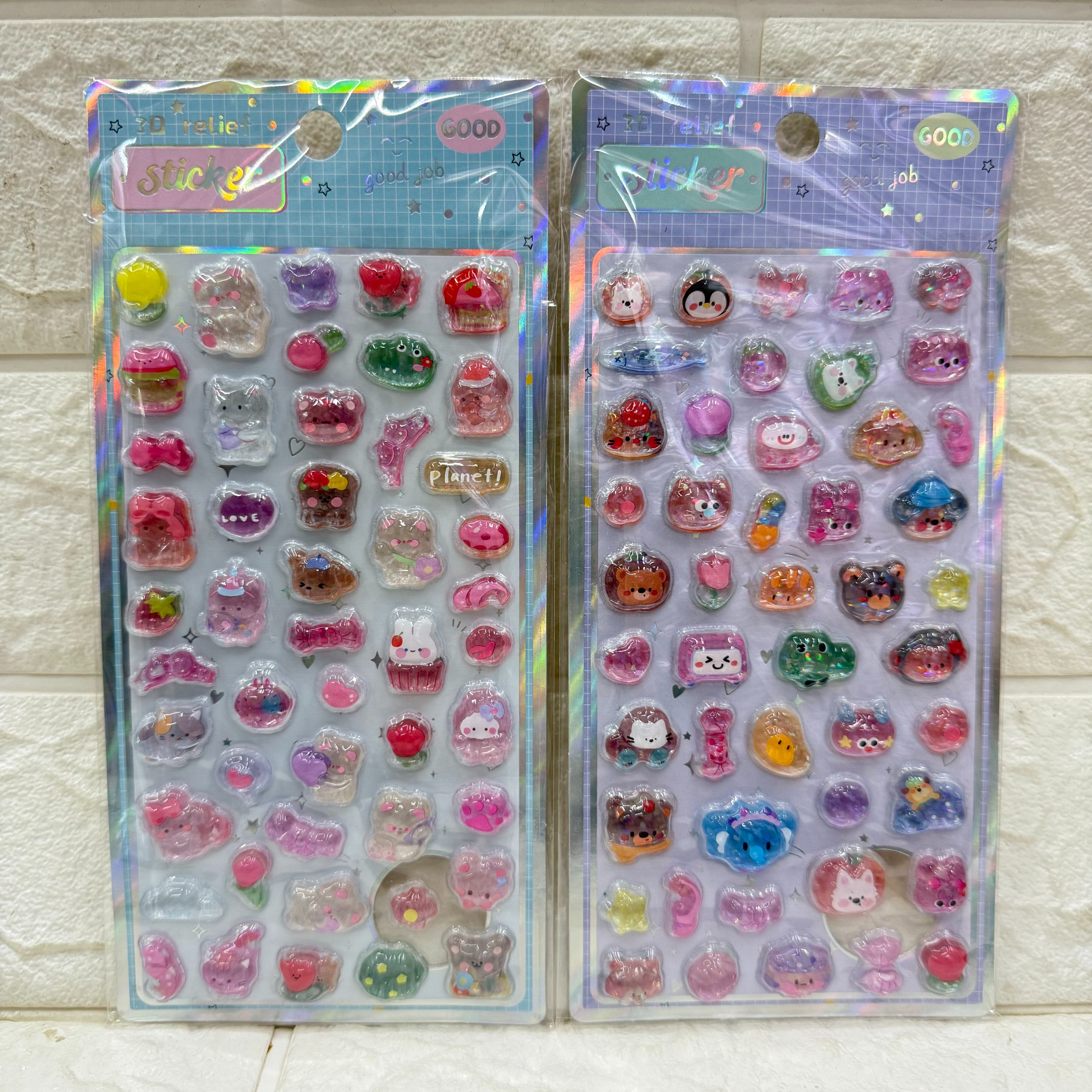 Cartoon 3D stereoscopic relief laser crystal stickers, cute animal diy decorative stickers, stereoscopic relief decorative stickers Application Scenario