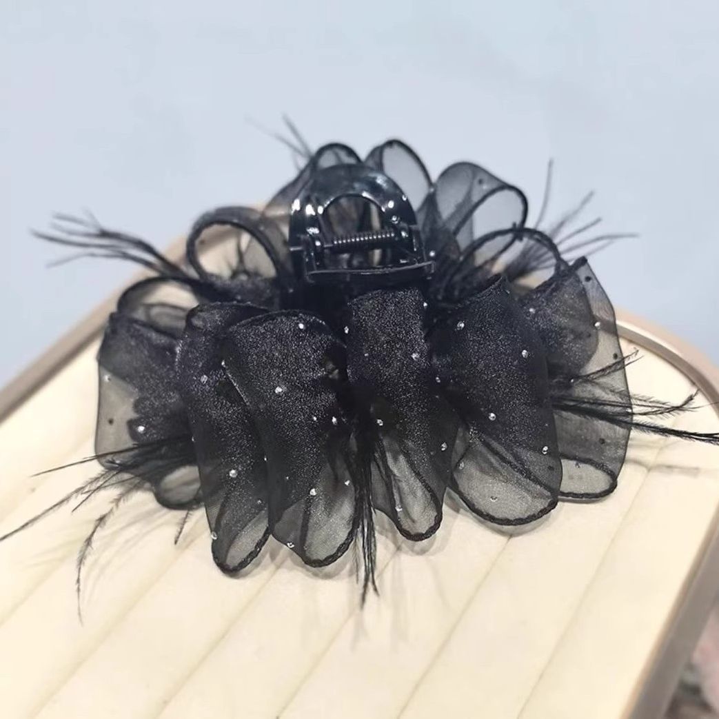 Full Sky Star hair clip, high-end feather claw, 2025 new shark clip headwear, back of the head, elegant clip hair clip, hair accessory details Picture