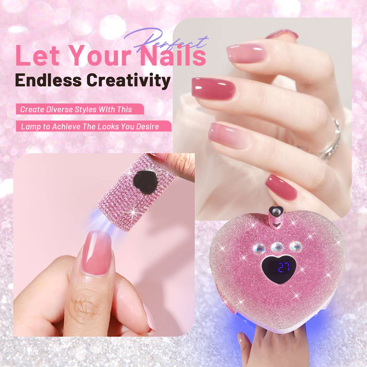 X70 Diamond-applying Electric Light Therapy Lamp, Quick glue baking, nail patch and diamond-applying Special nail lamp, Electric One-line lamp detail image 2