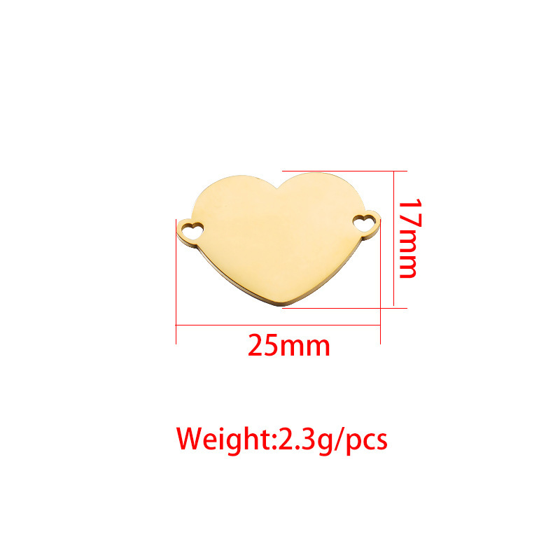 Mirror-finish stainless steel vacuum electroplated heart-shaped pendant, heart necklace, bracelet accessory, DIY laser pendant Specification image