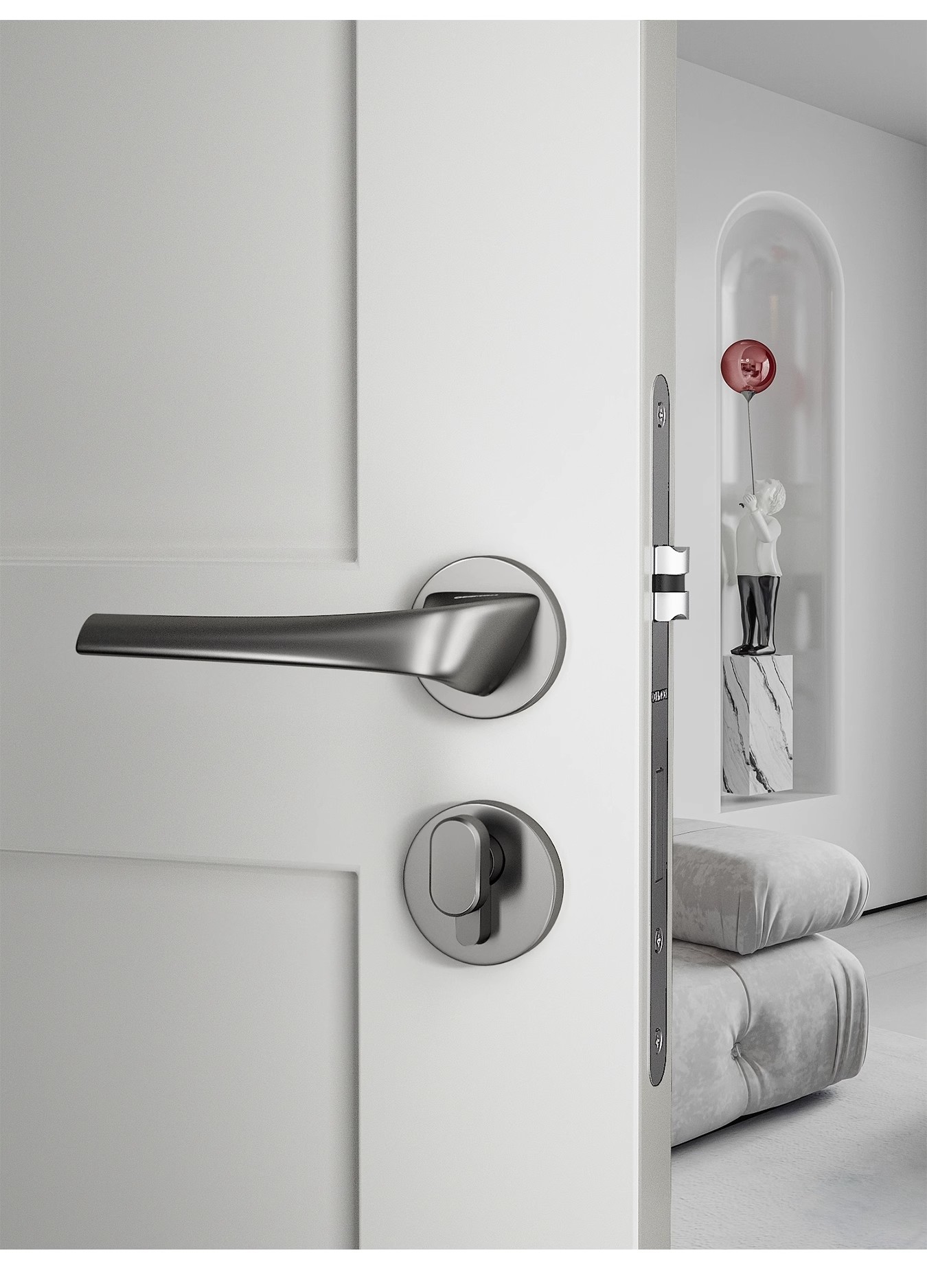 Haobao indoor door locks, bedroom silent magnetic door locks, modern Nordic minimalist split locks, household wooden door handles pic 13