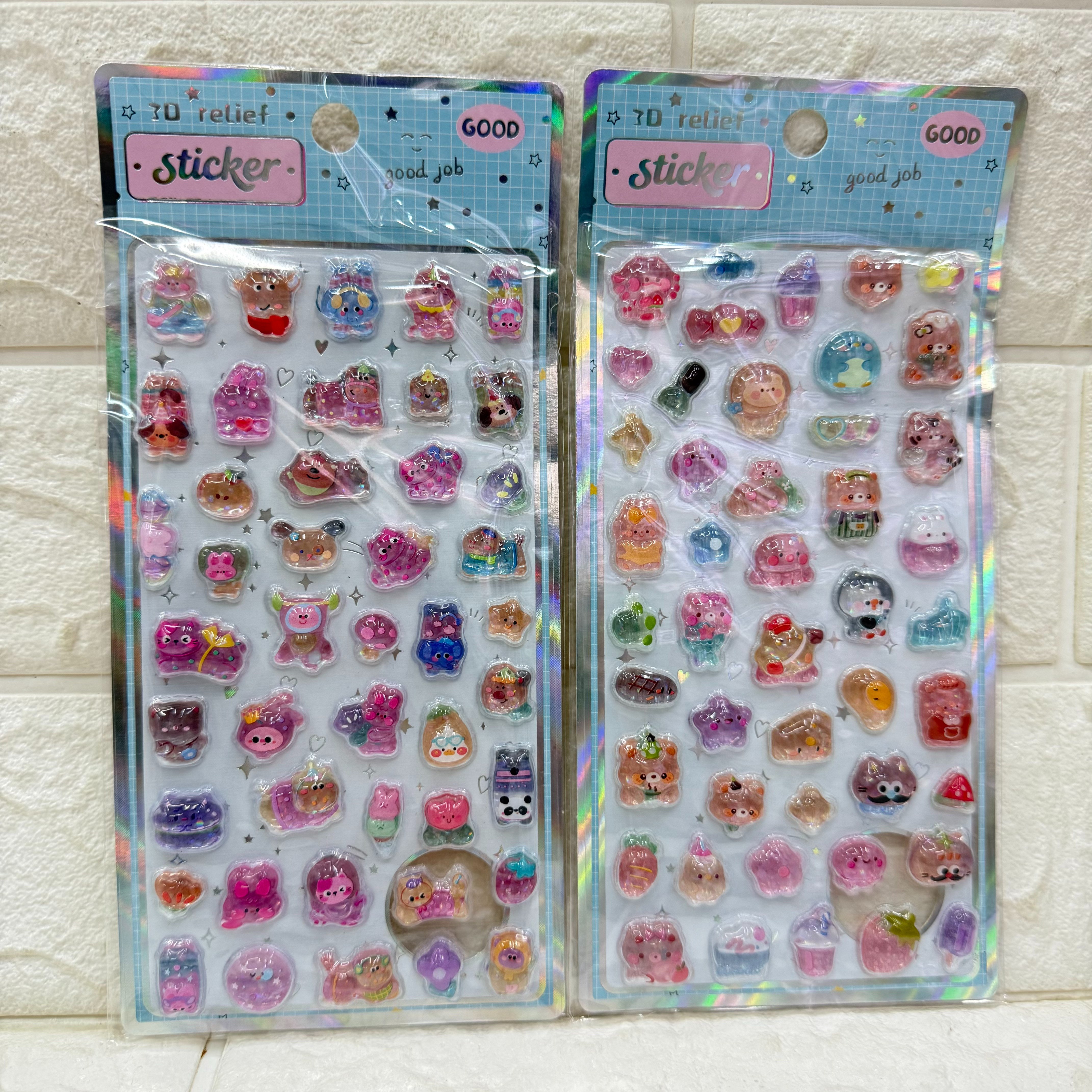 Cartoon 3D stereoscopic relief laser crystal stickers, cute animal diy decorative stickers, stereoscopic relief decorative stickers Item Picture