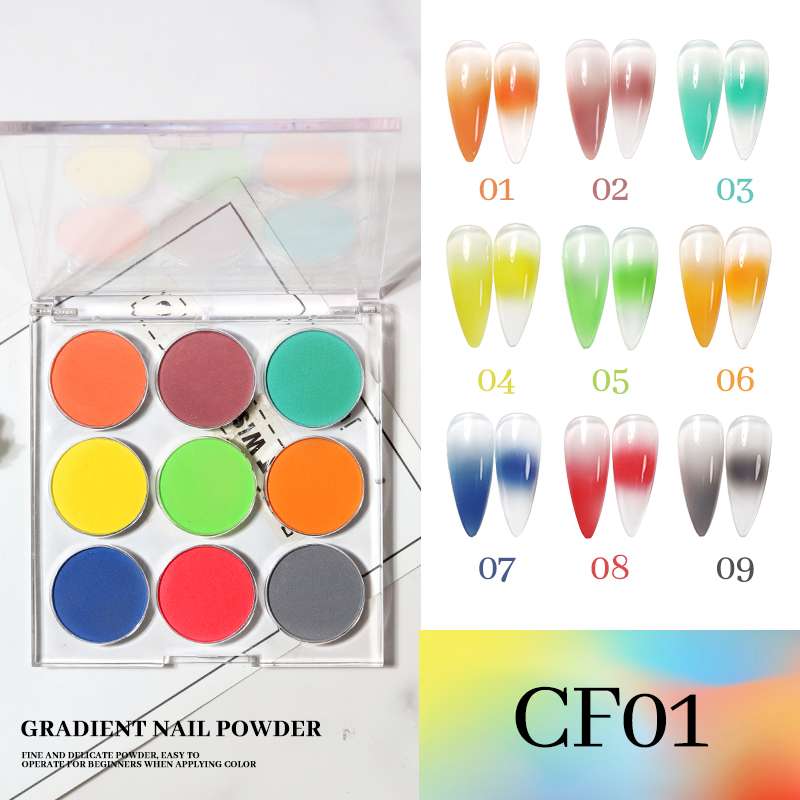 Cross-border nail art gradient powder Solid Magic Mirror Powder combination Dopamine Flash Powder Sparkling Aurora Powder Puff Powder set