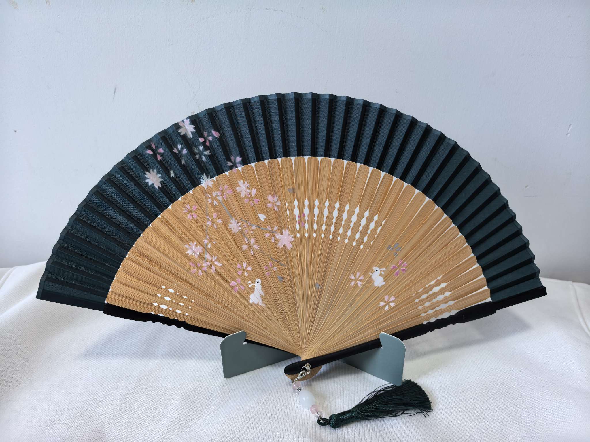 樱花扇子折扇喷绘真丝扇子细节图