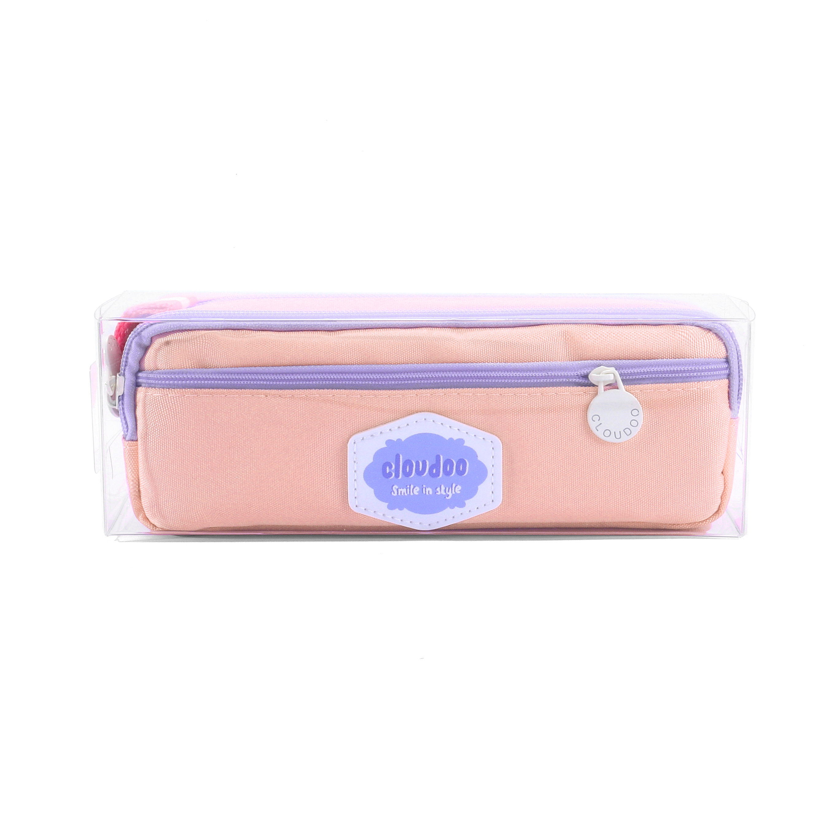 clouduu three-color pen cases for the back-to-school season: pink, purple, beige, large-capacity stationery pen cases, and plain pen cases details Picture