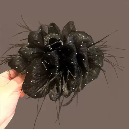 Full Sky Star hair clip, high-end feather claw, 2025 new shark clip headwear, back of the head, elegant clip hair clip, hair accessory Full Sky Star hair clip, high-end feather claw, 2025 new shark clip headwear, back of the head, elegant clip hair clip, hair accessory